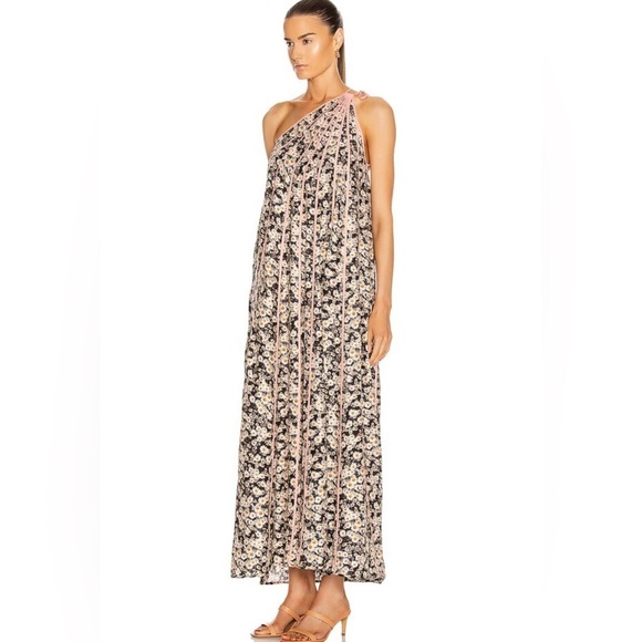 Stella McCartney Louisa Silk Stripe One-Shoulder Floral Dress NWT - Picture 5 of 10